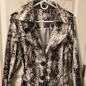 Hot in Hollywood Snake Print Trench Coat Large L